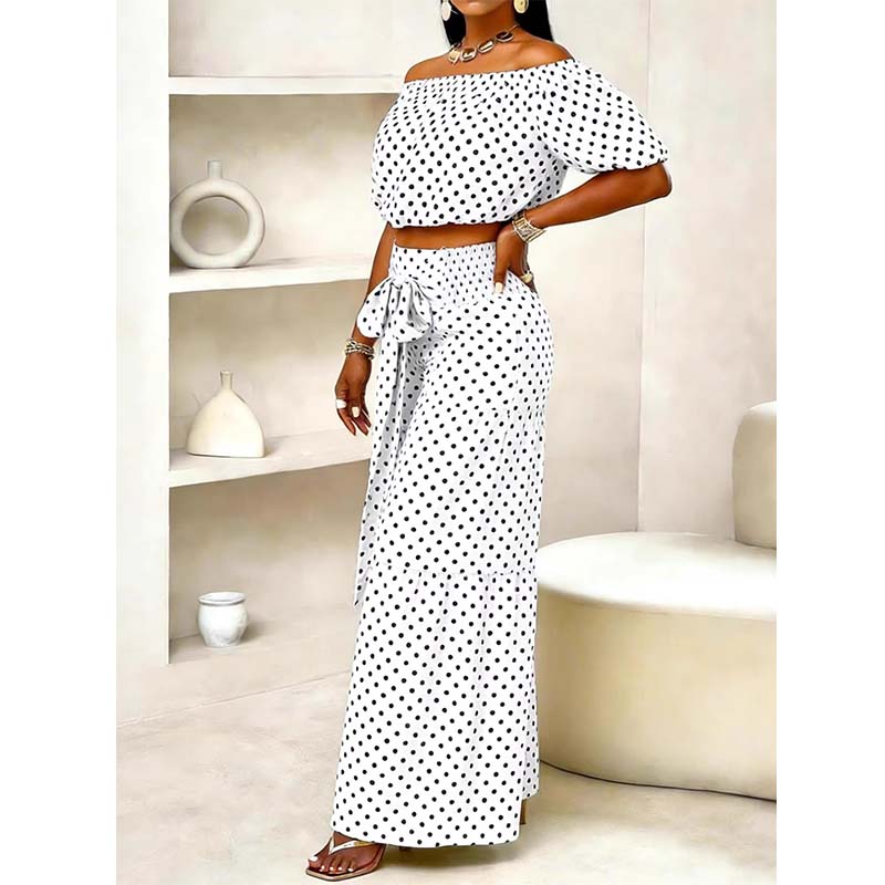 👗 50% OFF NOW! ⚫ Women's Off-Shoulder Polka Dot 2-Piece Set – Flirty top & matching shorts – lightweight & perfect for summer parties, vacations or beach days 🌊