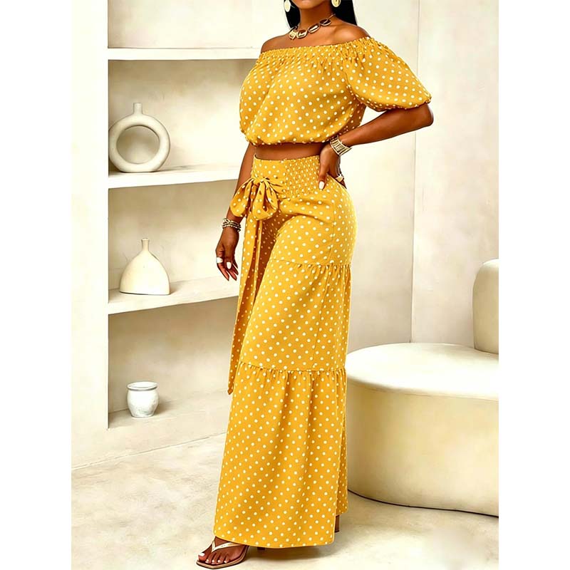👗 50% OFF NOW! ⚫ Women's Off-Shoulder Polka Dot 2-Piece Set – Flirty top & matching shorts – lightweight & perfect for summer parties, vacations or beach days 🌊