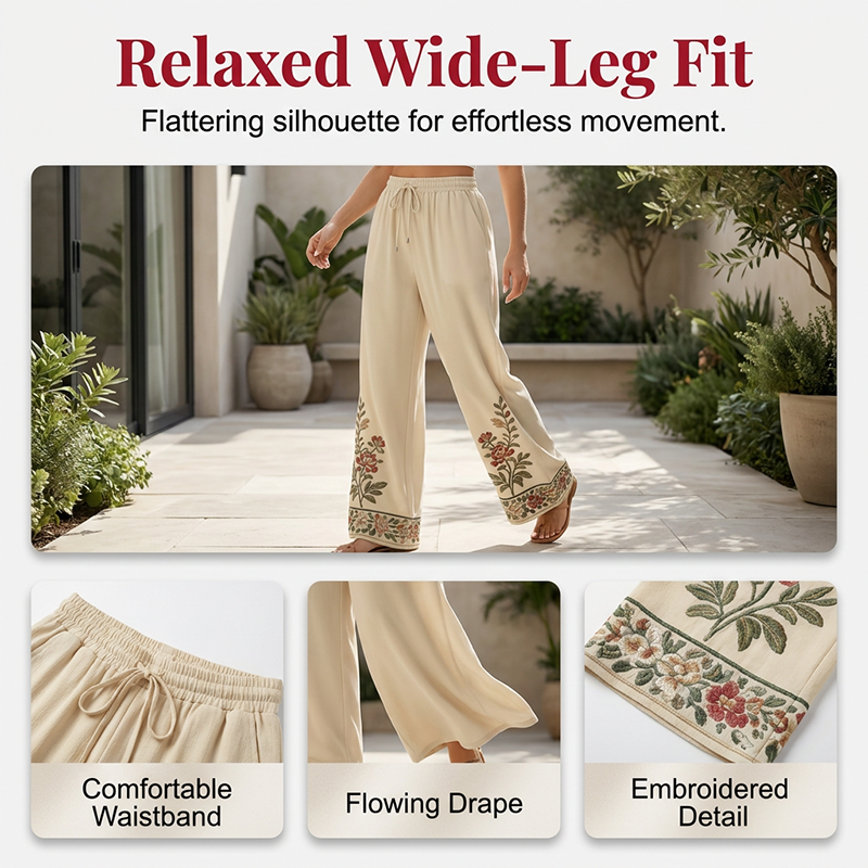 📢📢50% OFF !! ⏰ Women's Long Sleeve Blouse & Wide-Leg Trousers Set – Flowy, elegant & lightweight – perfect for work, brunch or travel – chic 2-piece style 🌸